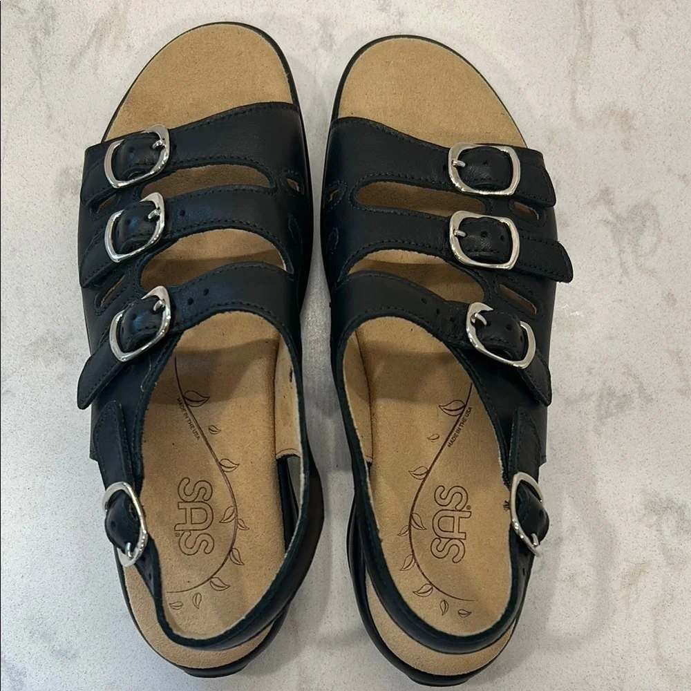 SAS Women's Mystic Black Sandals Size 6.5 N